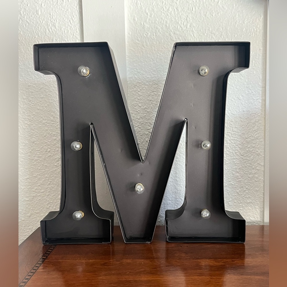 Letter Initial M with Lights Industrial Wall Decor